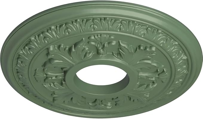 15 3/8"OD x 4 1/4"ID x 1 1/2"P Baltimore Ceiling Medallion (Fits Canopies up to 5 1/2"), Hand-Painted Athenian Green