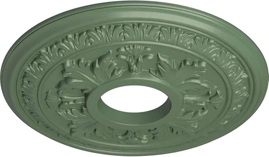 15 3/8"OD x 4 1/4"ID x 1 1/2"P Baltimore Ceiling Medallion (Fits Canopies up to 5 1/2"), Hand-Painted Athenian Green