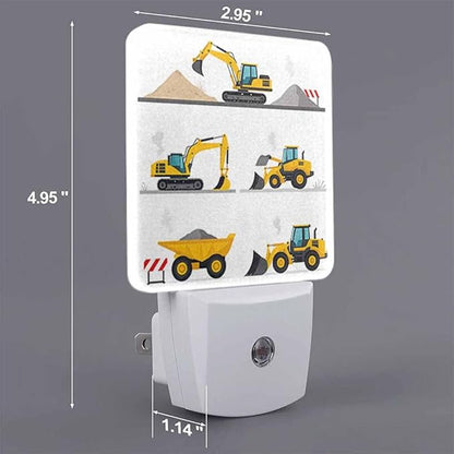Engineering Vehicles LED Night Lights Plug into Wall Different Types on The Ground 0.5W Plug in Night Light, Dusk to Dawn, Bright Nightlight Auto On/Off, for Room Bedroom Bathroom