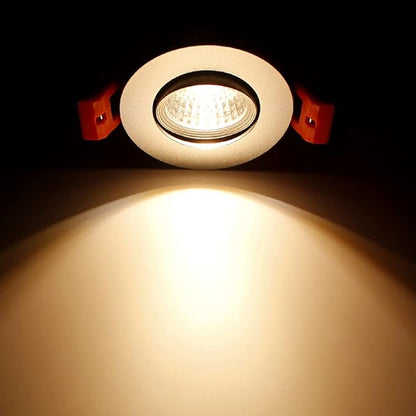 2Inch LED Recessed Ceiling Light, 3W Dimmable LED Downlight, 60 Beam Angle COB Recessed Lights with Driver, Warm White 3000K-3500K, 25W Halogen Bulbs Equivalent for Ceiling Lighting, Silver 1Pack
