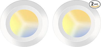 DEGNJU 2 Pack 5/6 Inch LED Low Profile Surface Mount Disk Light, 3000K/4000K/5000K Dimmable Recessed Ceiling Light, CRI90, 1200LM, 15W=100W