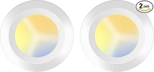 DEGNJU 2 Pack 5/6 Inch LED Low Profile Surface Mount Disk Light, 3000K/4000K/5000K Dimmable Recessed Ceiling Light, CRI90, 1200LM, 15W=100W