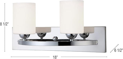 Canarm IVL370A02CH-O Ltd Hampton 2 Light Vanity, Chrome with Flat Opal Glass