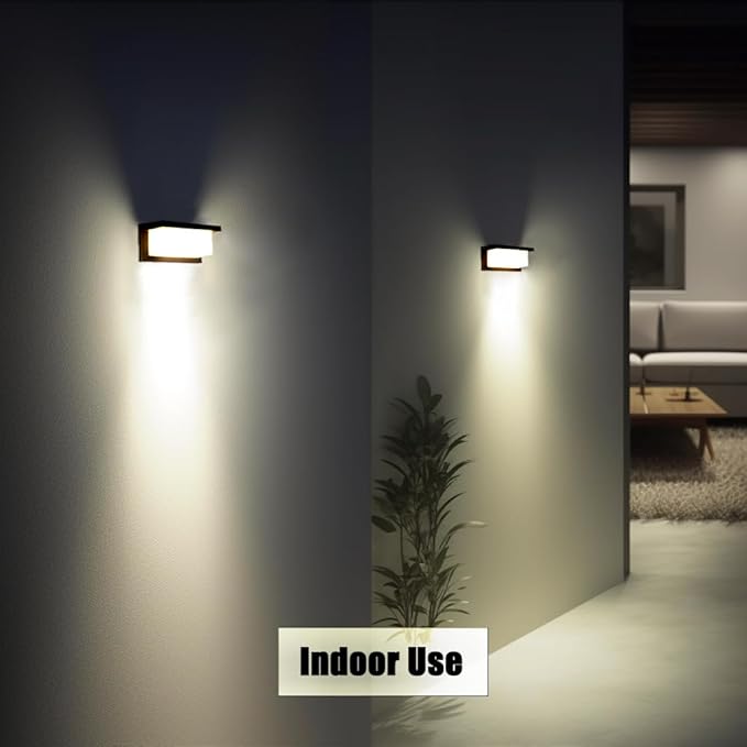 Outdoor Wall Sconce Lights 2 Pack Daylight, Modern LED Exterior Wall Light 1500LM, 3CCT Selectable 3000K 4000K 5000K, Waterproof Wall Mounted Light with Flood-Effect Lighting for Porch, Garage