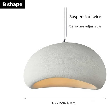 JAYMP 40cm Wabi Sabi Pendant Light for Dining Room Kitchen Island Hallway Restaurant Modern Hanging Lamp E26 Base Japanese Style Bird Nest Shape Lighting Fixture (Matte White,B Shape, 40cm/15.7in)