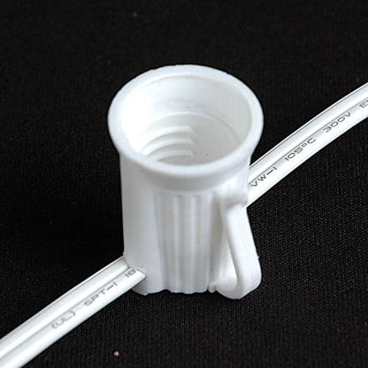 Novelty Lights 200 Foot C9 Outdoor String Light Christmas Stringer - Patio String Lights - Intermediate Base (C9/E17) - 24" Spacing - White Wire