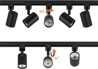 mirrea LED Track Lighting Heads Compatible with Single Circuit J Type Rail Ceiling Spotlight for Accent Task Wall Art Exhibition Lighting 6.5W 3000K Warm White 24° Black Painted Pack of 12