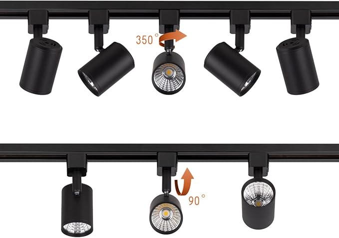 mirrea LED Track Lighting Heads Compatible with Single Circuit J Type Track Lighting Rail Ceiling Spotlight for Accent Task Wall Art Exhibition Lighting 6.5W 24° Black Pack of 6 (3000K Warm White)
