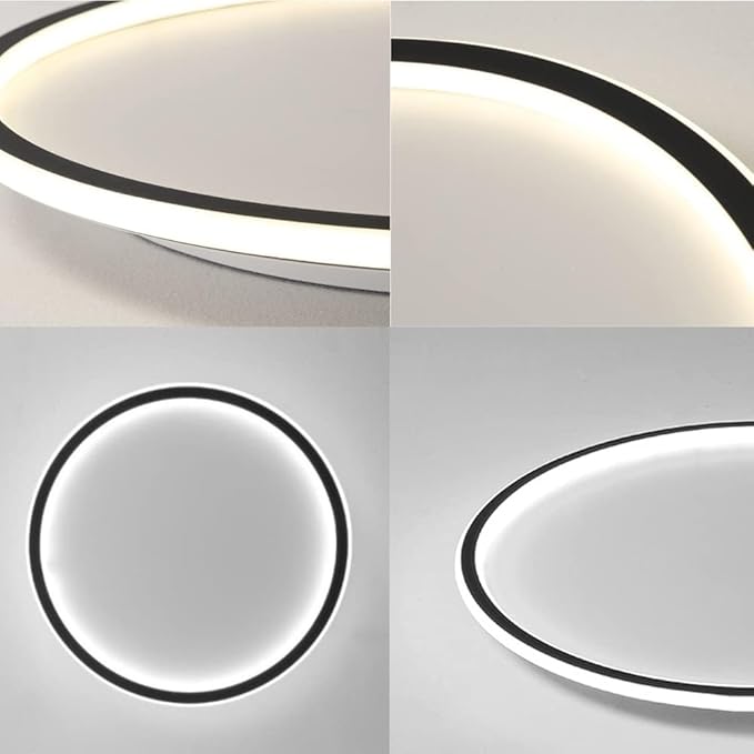 Dimmable LED Ceiling Light Fixture Flush Mount,12" Round Recessed Ceiling Lamp with APP Adjustment,Black Ceiling Lamp 3000K-6000K 33W Close to Ceiling Indoor Lighting for Bedroom Dining Living Room