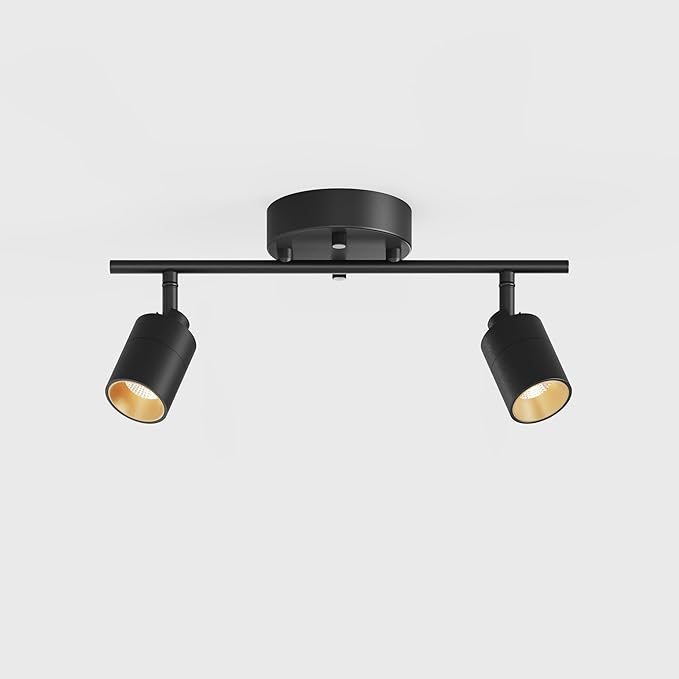 Shura Black 2-Light Track Light w/Adjustable Heads, Integrated LED, 15 in. Track Lighting Kit Ceiling Light, 3000k, 1120 Lumens
