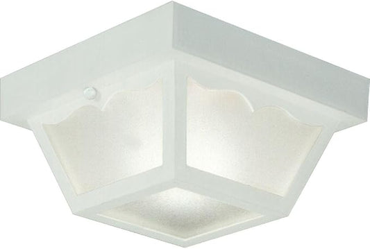 Progress Lighting 1-Light Indoor and Outdoor Flush Mount Ceiling Light, Interior and Exterior Ceiling-Mount Light Fixture for Porch Light, Patios, Garages, Hallways, Non-Metal, 8-1/4" by 4-3/4", White