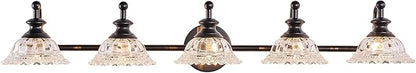 XIEDUN 37.4" 5 Light Vanity Light for Bathroom (Exclude G9 Bulb) Black Vanity Lights for Bathroom