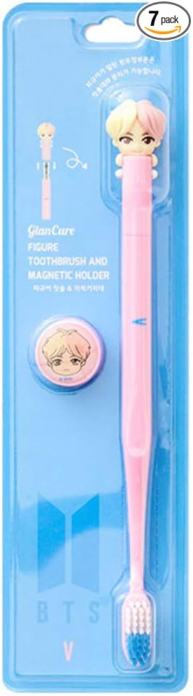 [BTS Official Merchandise] Fans Gift - K-Pop Idols Goods - BTS Character Figure Toothbrush with Convenient Magnetic Holder (V)