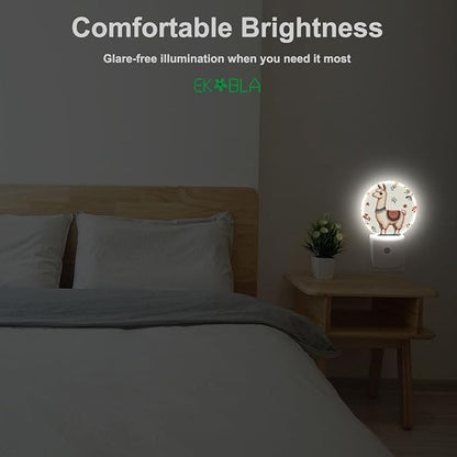 EKOBLA Llama Plug-in Night Light, Cute Alpaca & Cactus Tropical LED Nightlight with Dusk to Dawn Auto Sensor for Home Indoor Decor