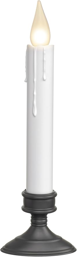 Xodus Innovations FPC1506A-2 8 Inch Battery Operated Hot Spot Window Candle with Scultured Drip Candle, 6 hr Repeating Timer, Aged Bronze Plastic Base, White LED Flame