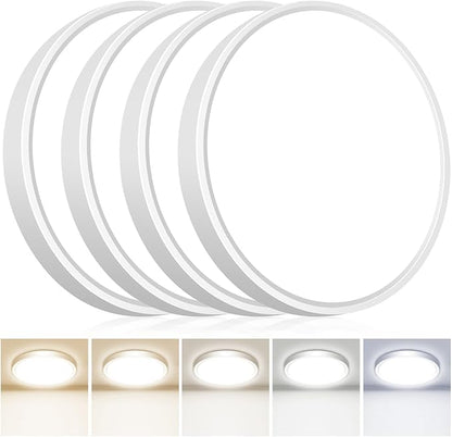 hepside LED Flush Mount Ceiling Light, 13Inch 24W LED Ceiling Lights Fixture,5 Color Temperatures in One,Ultra-Thin Flush Mount Light Fixture for Closet Bathroom Hallway Bedroom Laundry (White)