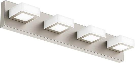 Ralbay Brushed Nickel Vanity Light for Bathroom Metal Acrylic Modern LED Bathroom Light Fixtures Over Mirror
