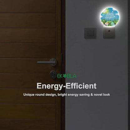 EKOBLA Easter Plug-in Night Light, Colorful Egg on Green Grass LED Nightlight with Auto Sensor for All Ages