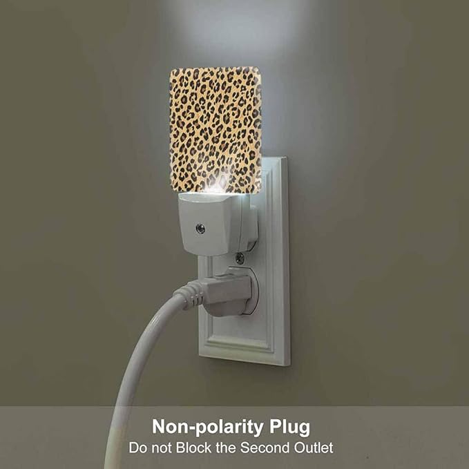 Leopard Print Night Light Animal Print LED Night Lights Plug into Wall for Stairway Hallway Bedroom 0.5W Nightlight