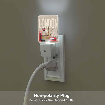 London Night Light Landmark City Bus Station 0.5W Night Lights Auto LED Lamp Energy Saving Square Lights for Room Bedroom Bathroom