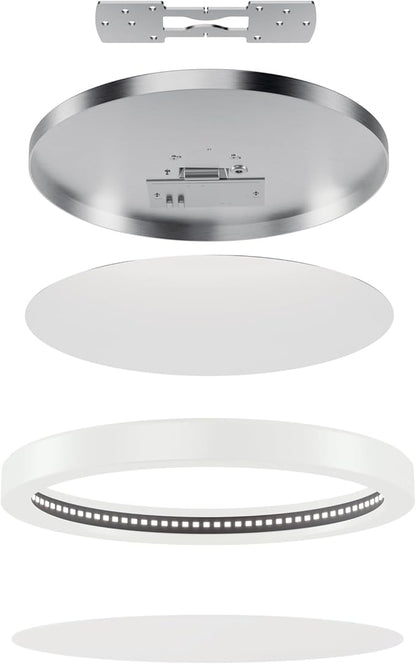 KICHLER Ara 9.02" Modern Minimal Round LED Flush Mount in White, for Damp Indoor Locations, Main Light Source, Integrated LED, Edge-Lit Technology, 1100 Lumens, Dimmable to 10%, 53009WH30