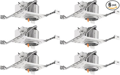Juno 4" Quick Connect Housing for LED Recessed Lights for New Construction, IC Rated, Air-Loc Sealed LED Recessed Light Housing, Includes Prewired Junction Box for Ceiling Lighting, 6-Pack