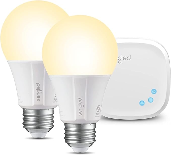 Sengled Smart Light Bulb Starter Kit, Smart Bulbs That is Compatible with Google Home, 2700K Soft White Light Bulbs, A19 E26 Dimmable Bulbs 800LM, 9 (60W Equivalent), 2 Bulbs with Hub, New