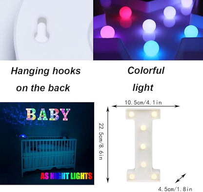 LED Marquee Letter Lights, 18 Colors Changing Light Up Letters with Remote, RGB Alphabet Letters Sign for Girls Boys Gift Birthday Party Night Light Bedroom Wedding Christmas Decor-Colorful I