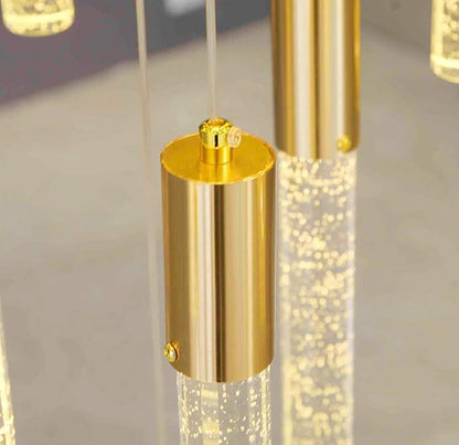 HAIXIANG 13ft Long Crystal Chandelier for Living Room, Dining Room, Entryway, Kitchen, Hotel - Gold