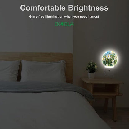 EKOBLA Daisy Plug-in Night Light, Spring Garden White Daisy LED Nightlight for All Ages, 0.5W Sleep Friendly