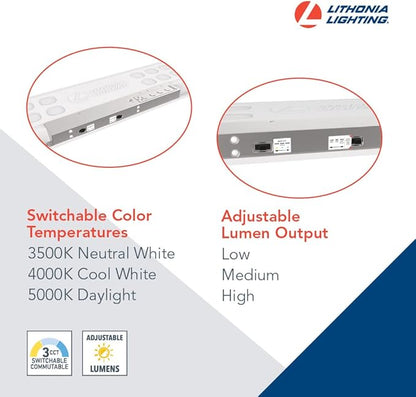 Lithonia Lighting CPX 1x4 LED Flat Panel Light, 1 Ft. x 4 Ft. LED Light Panel, Ceiling Lighting Fixture, 2500/3200/4000 Adjustable Lumens, 3500K/4000K/5000K Switchable CCT, Smooth Satin Lens (4-Pack)