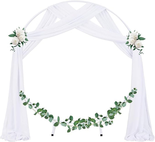 Socomi Wedding Arch Draping Fabric 2 Panels 29" x 19Ft White Sheer Chiffon Curtain Drapes 6 Yards for Wedding Ceremony Birthday Party Decoration