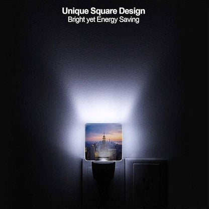 New York City LED Night Lights Plug into Wall Skyscrapers at Sunset 0.5W Plug in Night Light, Dusk to Dawn, Bright Nightlight Auto On/Off, for Room Bedroom Bathroom