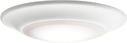Kichler Gen 1 LED Downlight in White, 6” Ceiling Flush Mount Interior Dimmable Light, 3000K, (6” x 1.5”), 43878WHLED30