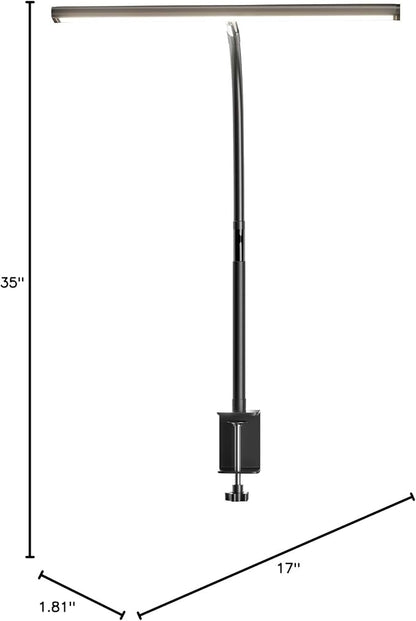 Airlonv LED Desk Lamp for Office Home, Eye-Caring Desk Light with Stepless Dimming Adjustable Flexible Gooseneck, 10W USB Adapter Desk Lamp with Clamp for Reading, Study, Workbench (Black)