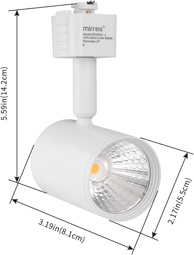 mirrea LED Track Lighting Heads Compatible with Single Circuit J Type Rail Ceiling Spotlight for Accent Task Wall Art Exhibition Lighting 6.5W 3000K Warm White 24° White Painted Pack of 12