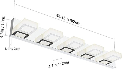 Ralbay Chrome Vanity Lights for Bathroom Acrylic Rotable 360° LED Modern Bathroom Lighting Fixtures Over Mirror (4500K Natural White Light)