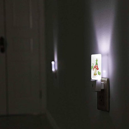LED Night Light,3 Frogs On Mushroom LED Night Light Plug into Wall with Dusk to Dawn Light Sensor White Energy Efficient Nightlight for Bedroom Bathroom Hallway Living Room Kitchen