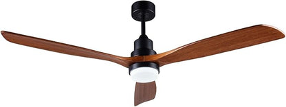 60” Ceiling Fans [with Lighting Remote], Indoor Outdoor Mute, Modern Wooden Ceiling Fan [with 3 Solid Wood Blades] for Patio, Living Room, Bedroom, Hallway.