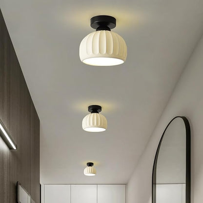 Semi Flush Mount Ceramic Ceiling Light，Easy to Install Hallway Farmhouse Light，Small Ceiling Light for Bedroom，Dining Room，Kitchen，Entryway Porch Foyer，with E26 Base
