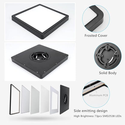 9Inch 18W Square LED Ceiling Light Fixtures Flush Mount, 5000K Daylight White LED Ceiling Lamp, Surface Mount Modern Ceiling Lights, Black Slim Flat Panel Lighting for Bedroom, Kitchen, Bathroom Etc