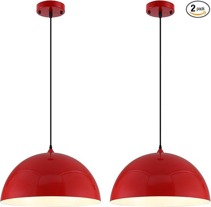 Red Large Pendant Light 2 Packs,19.7inches, Kitchen Pendant Lights, Oversized Island Pendant Lights, Farmhouse Pendant Light, Pendant Light for Bedroom, Kitchen Island