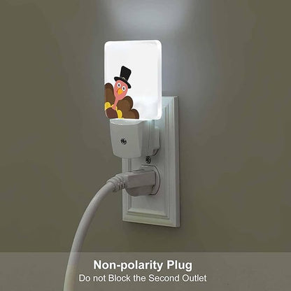 LED Night Light Plug into Wall with Dusk to Dawn Light Sensor White Energy Efficient Turkey Thanksgiving Cartoon White Nightlight for Bedroom Bathroom Hallway Living Room Kitchen