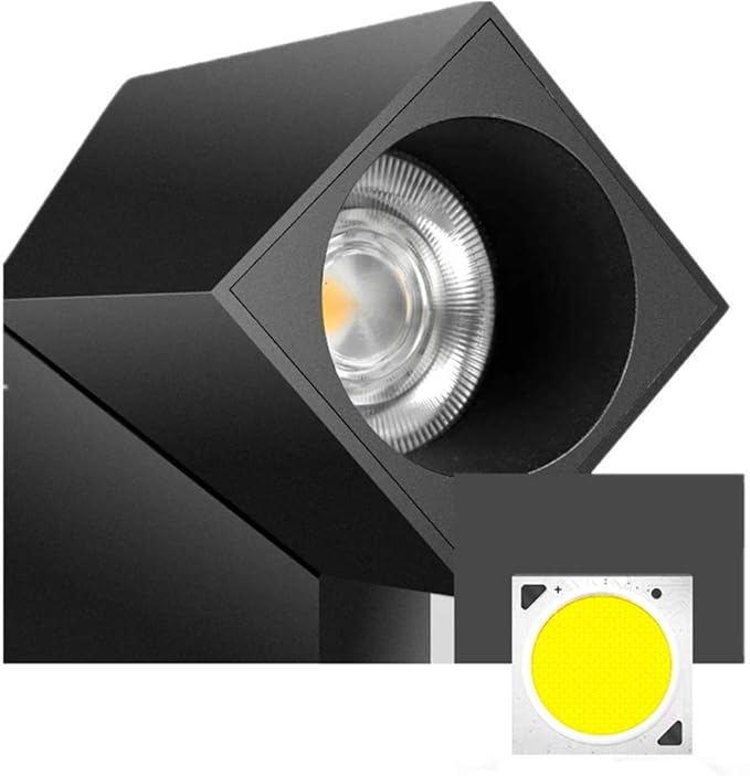 LED Indoor Ceiling Spotlight 360°Adjustable Wall Light - Art DIY Spotlights -12W Warm White Light 3000K Ceiling Downlight -Surface Mounted COB Lighting Swivel lamp (Black-3000K)