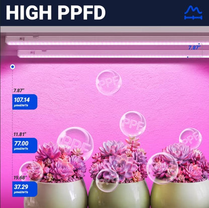 Barrina T5 Grow Lights, Full Spectrum, 2ft 80W (8 x 10W, 500W Equivalent), T5 LED Grow Light Bulbs, Plant Lights for Indoor Plants, Greenhouse, Plug and Play, Pink, 8-Pack