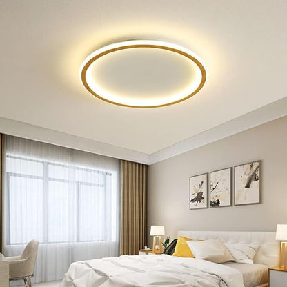Dimmable LED Ceiling Light Fixture Flush Mount,20" Modern Round Recessed Ceiling Lamp with APP Adjustment,Gold 55W Close to The Ceiling Lighting Living Room Bedroom,3000K-6000K Ceiling Lamp