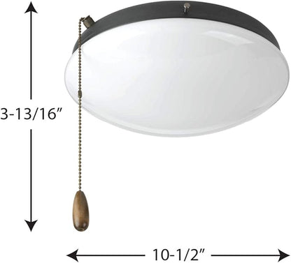 Progress Lighting 2-Light Ceiling Fan Light Kit for AirPro Collection Ceiling Fans, Modern Tranisitonal Style with Wide Low Profile Opal Glass Diffuser, Includes 2 LED Light Bulbs, Graphite