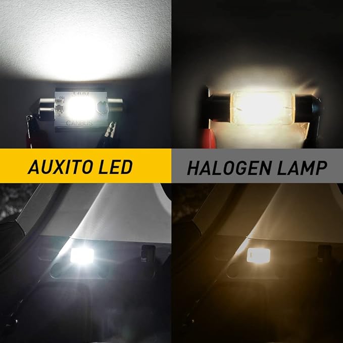 AUXITO Upgraded 1.25 inch 31MM DE3175 DE3021 Canbus Error Free Festoon LED Bulbs for Interior Car License Plate Dome Map Door Courtesy Maker Lights Xenon White, Pack of 2