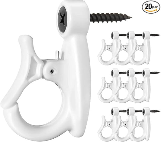 GEZIDEA Light Hanger Hooks,String Light Hooks,Screw-in Hooks for Hanging String Lights and Wire,Plants,Wind Chimes,Plastic,White,20 Pack