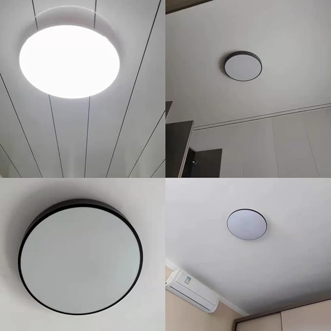 LED Ceiling Light Fixture,16 Inch Modern Round Recessed Ceiling Lights,Dimmable Light,Black 24W Close to Ceiling Lighting Flush Mount Living Room Bedroom,3000K-6000K